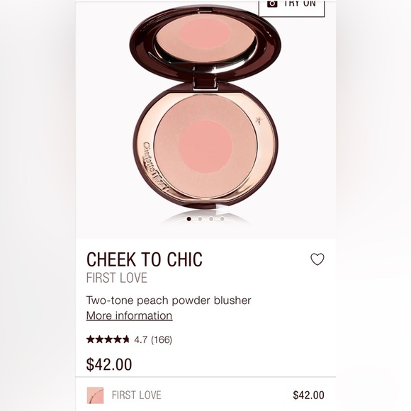 NEW Charlotte Tilbury CHEEK TO CHIC—FIRST LOVE Two-tone peach powder blusher - Picture 3 of 10